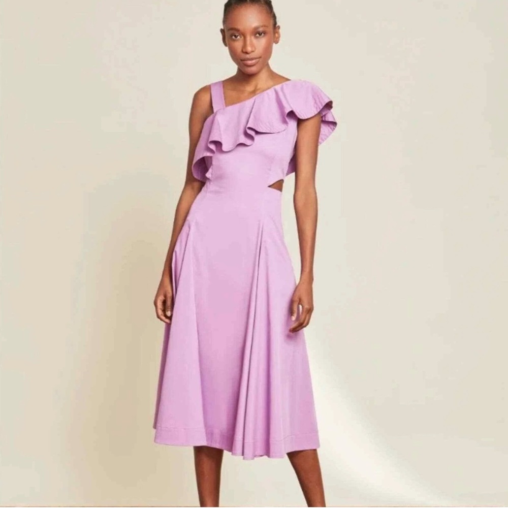 Veronica Beard Pink One Shoulder A-Line Dress